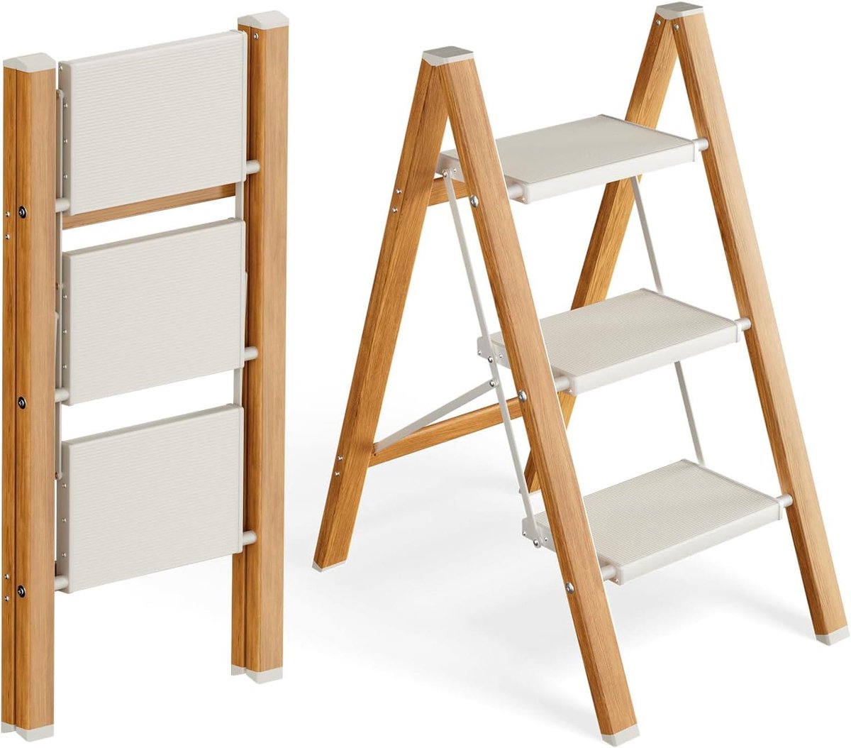 Opstapladder met 3 treden - Klapladder opstap - Veilig klussen thuis - Extra brede antislip treden - 150 kg capaciteit