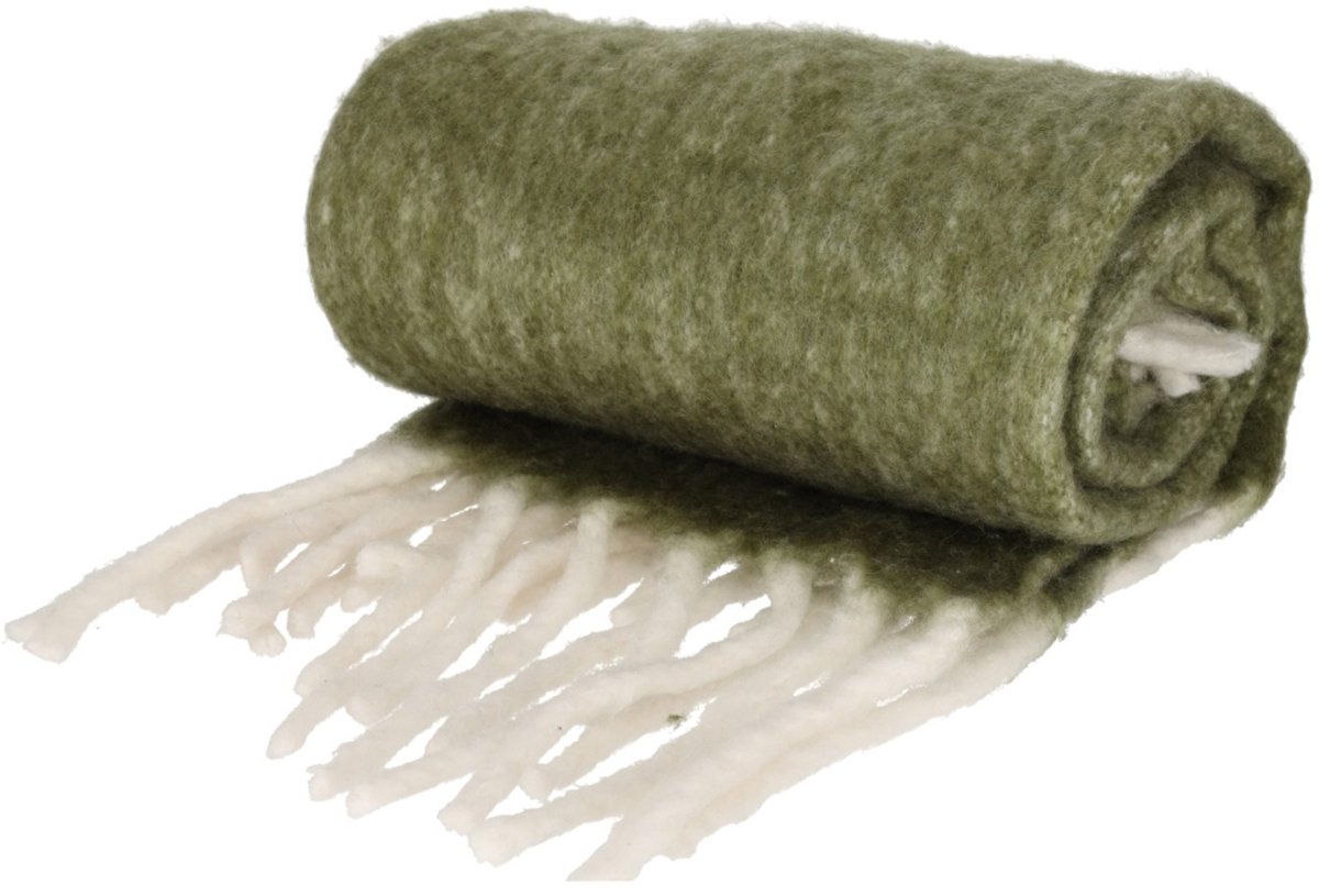 JENS Living Mohair Plaid Danny - Woondeken 125 X 150cm - Groen - Zacht en Warm