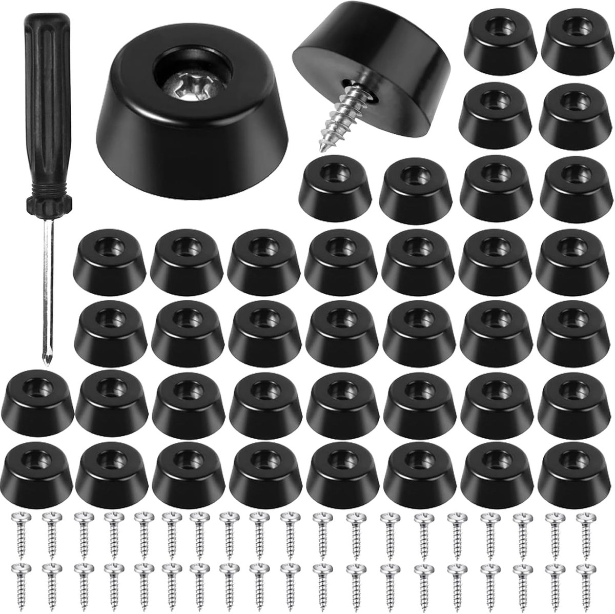 40Pcs Round Black Rubber Feet Bumpers Pads Set, Rubber Feet Bumpers Pads with Built-in Stainless Steel Ring, Anti-Slip - ShopVlot