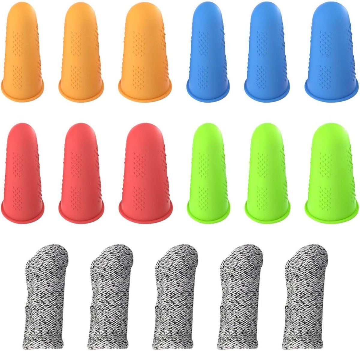 Pack of 12 Silicone Finger Guards, 5 Pieces Cut Resistant Finger Guard, Thimbles for Sewing, Finger Protection - ShopVlot