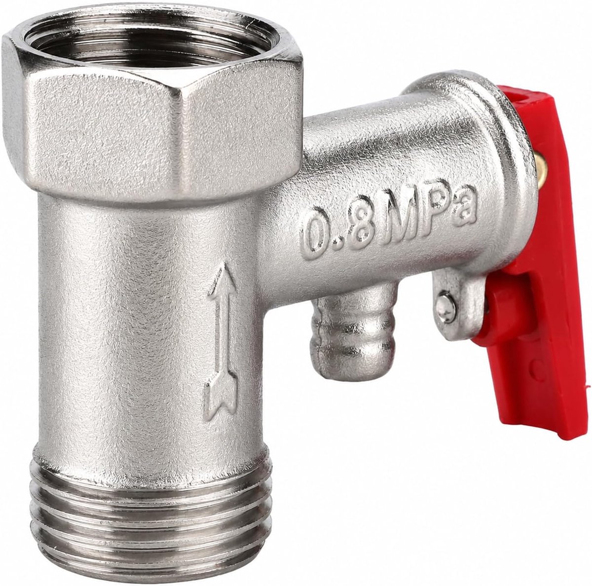 Drukontlastingsventiel 1/2" - Messing veiligheidsventiel - Met rode grip - Voor badkamer en keuken - ShopVlot