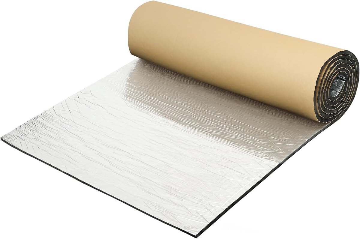 SnelShoppen - Geluidsisolatie Mat 100x300cm - 10mm Dichte Gesloten Cellenschuim met Aluminium Folie - Geluiddemping en Hittebescherming voor Auto's