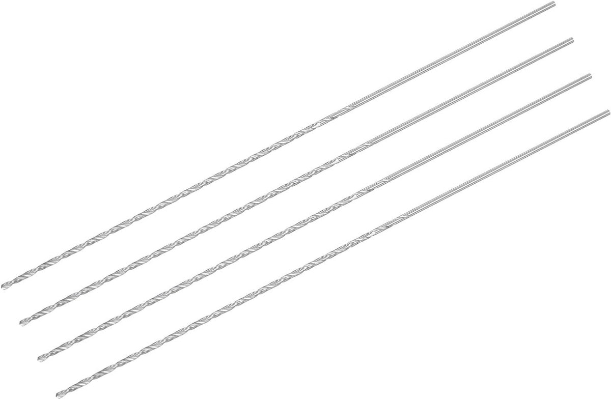SnelShoppen - Spiral Boor 1 mm Extra Lang HSS Rechthoekige Schacht 160 mm voor Hout, Kunststof, Aluminium, 4 Stuks