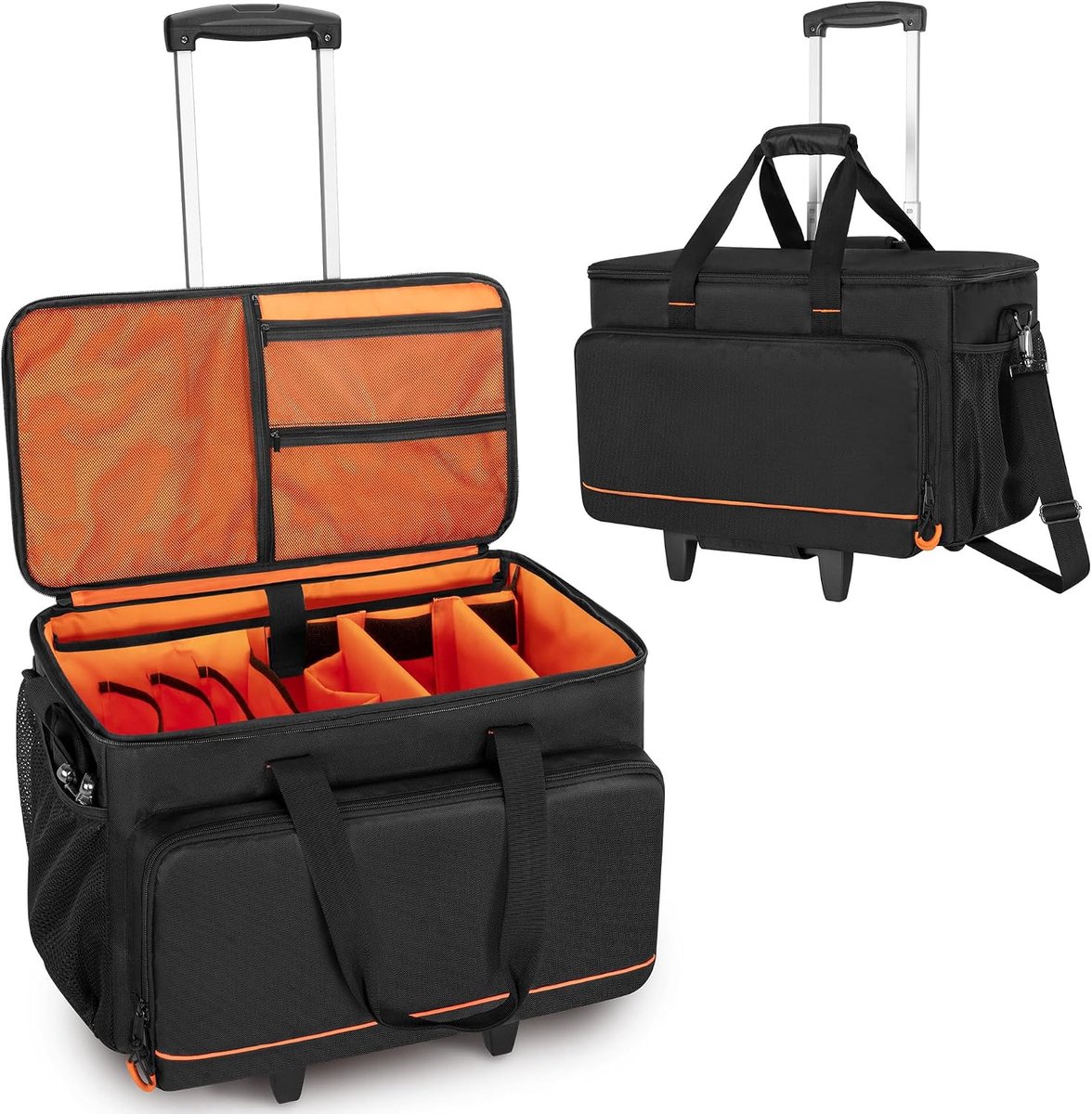 Trunab Rolling DJ Cable File Bag – Hard Padded Bottom & Detachable Dolly - ShopVlot