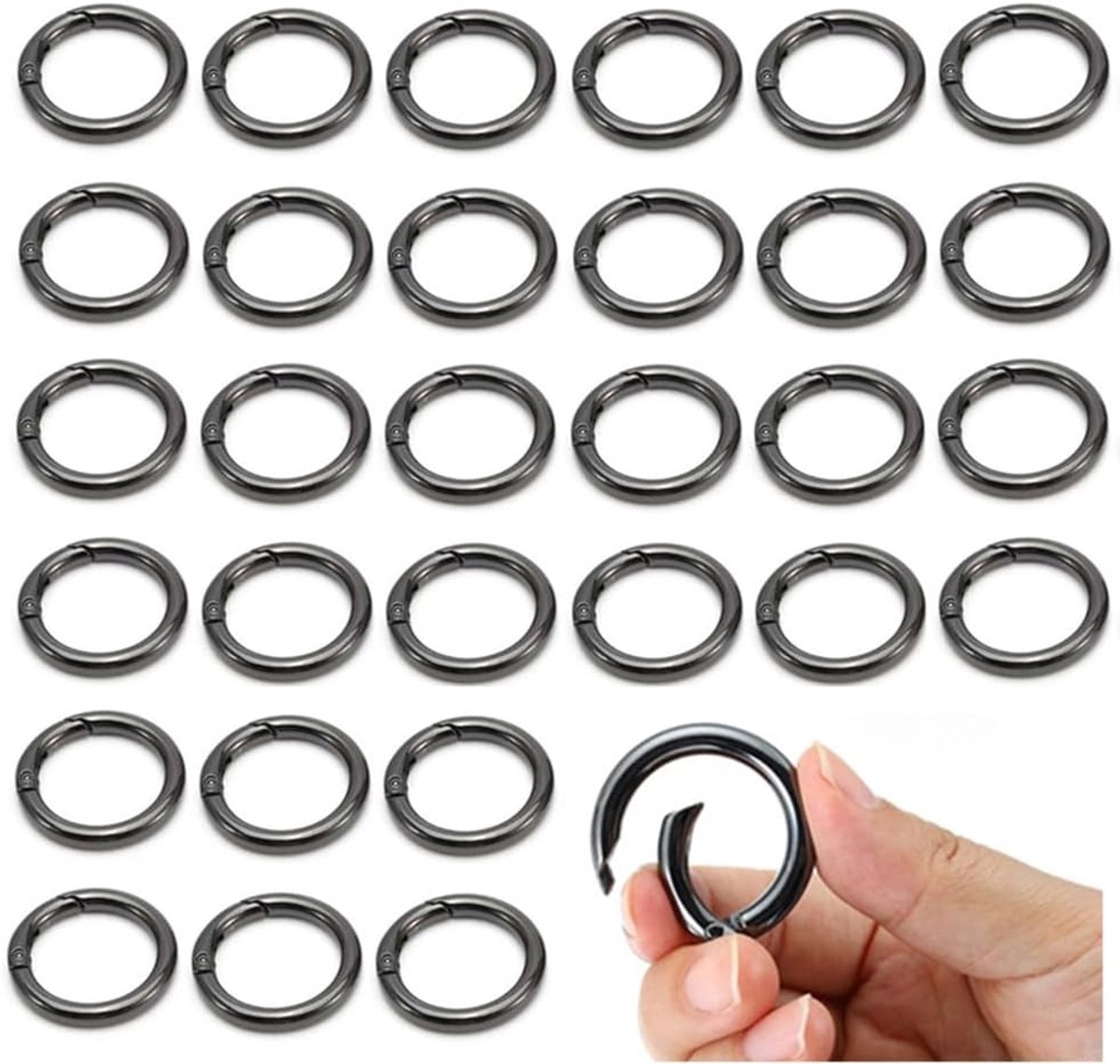 Carabiner haken 28 mm - zinklegering - sterk en duurzaam - ideaal voor sleutels en rugzak - ShopVlot