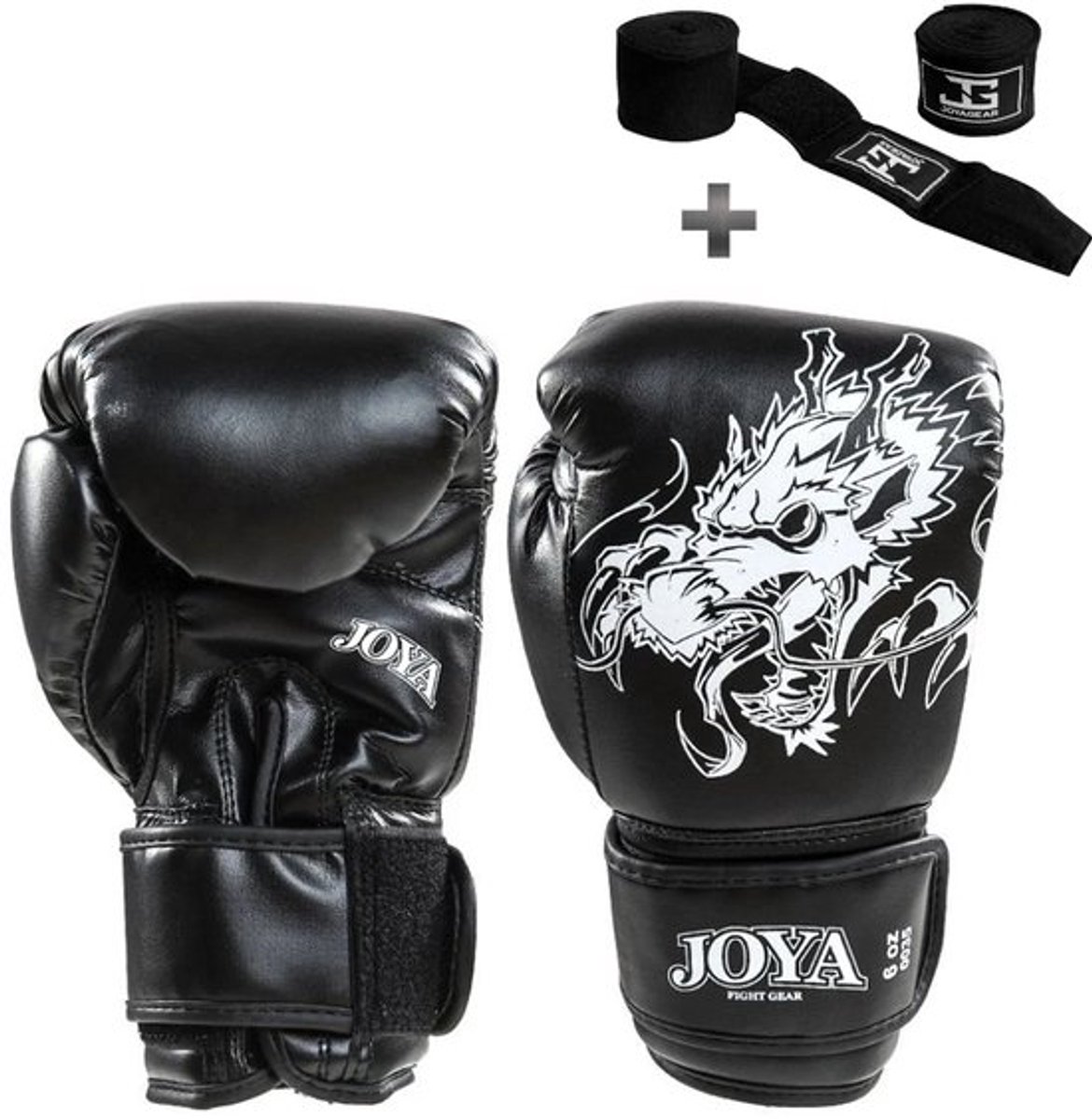 Joya Kinder Bokshandschoenen – Dragon Wit - 8 oz – PU Leer – Kickboksen & Boksen – Inclusief Bandage – Joya Fight Gear