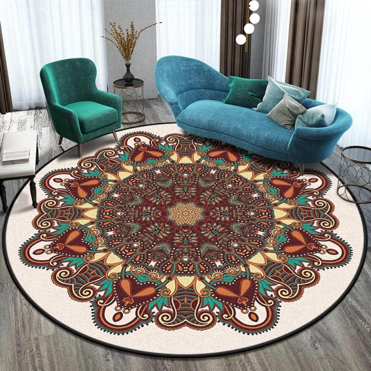 Ronde Mandala Tapijt - Vloerkleed Decoratie - Woonkamer Inrichten - Zacht Ademend Materiaa