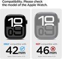 Vergelijking: 42mm Apple Watch Series 11/10 compatibel, 46mm niet compatibel.