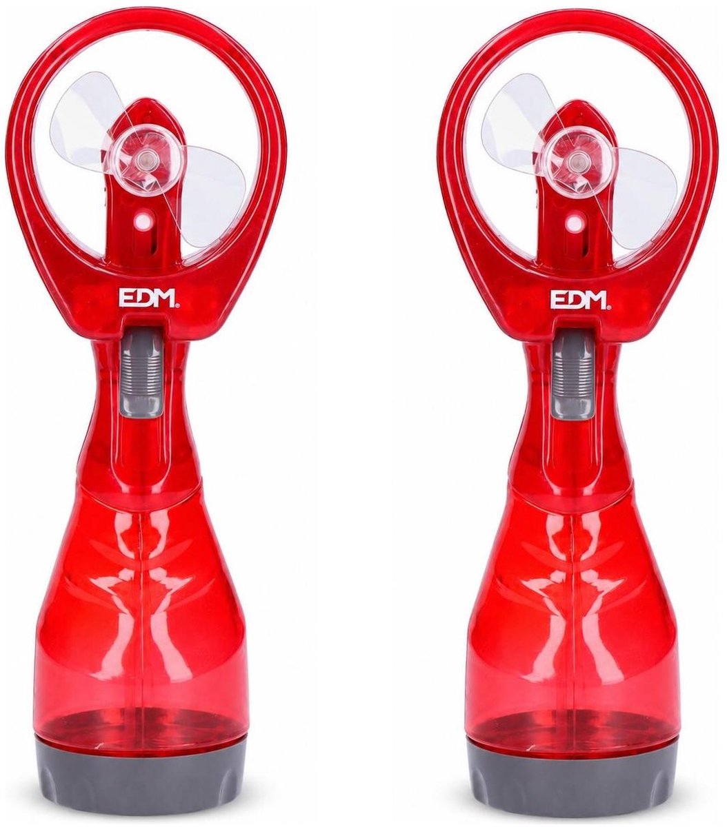 EDM Waterverstuiver - 2x - rood - 250 ml - verkoelende hand waternevelaar - nevelspray - waterspray