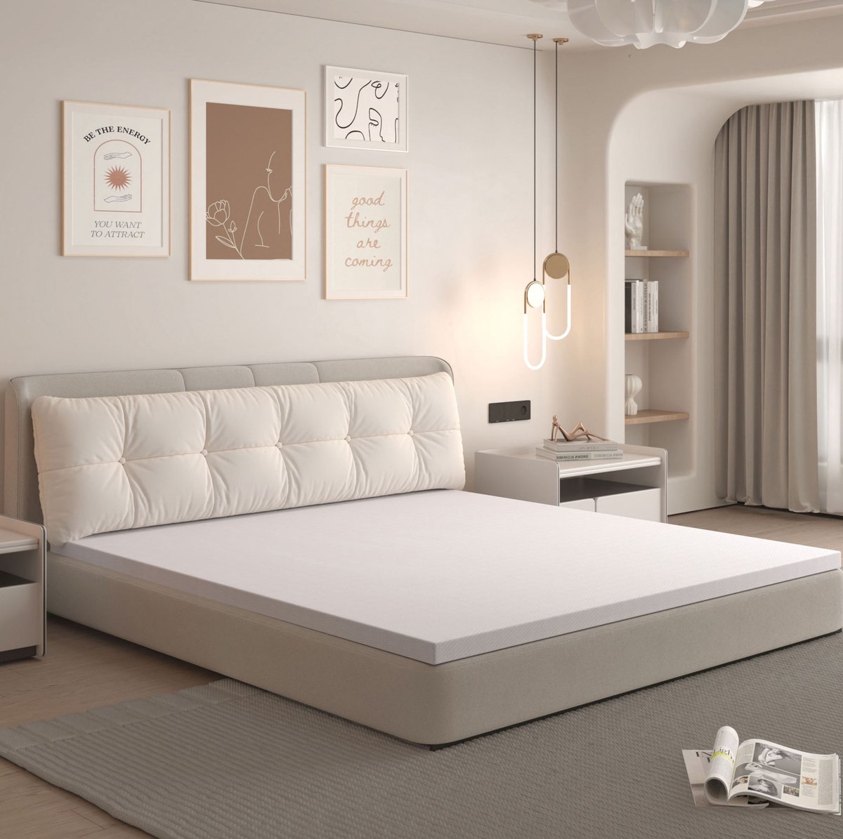 Matras 160 x 200 cm – H3 gemiddeld ligcomfort – 5 cm – afneembare wasbare hoes – OEKO-TEX – Wit