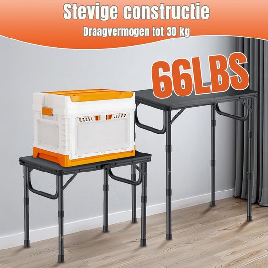 KIRA® Campingtafel - Opvouwbare Tafel - Draagbare Opklapbare Tafel - Zwart ‎40cm x 58cm x 70cm van Kira — afbeelding 4