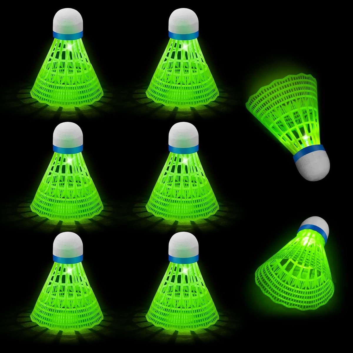 Set van 8 Badminton Springballen, Verlichte Nylon Badminton Flywielen, Geschikt voor Beginners en Professionals, Ideaal voor Gezinnen en Sportliefhebbers