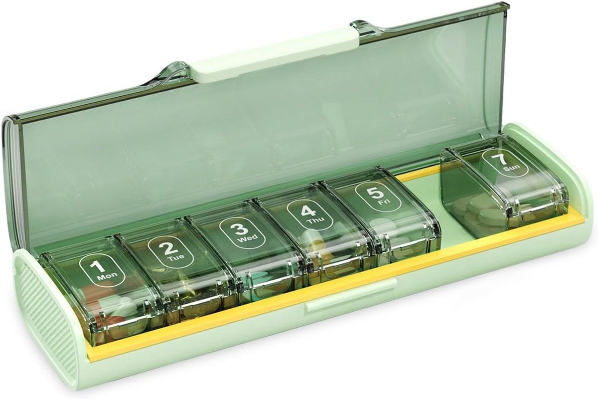 Tablettenbox voor 7 Dagen met Grote Compartimenten voor Medicijnen, Voedingssupplementen en Vitaminen