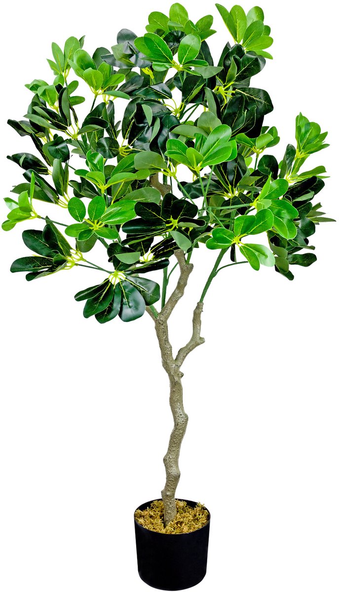 Decovego Kunstmatige Schefflera Plant, Kunstmatige Parapluboom 100 cm, Duurzaam Kunststof Materiaal, voor Binnengebruik, Onderhoudsarm Decoratie