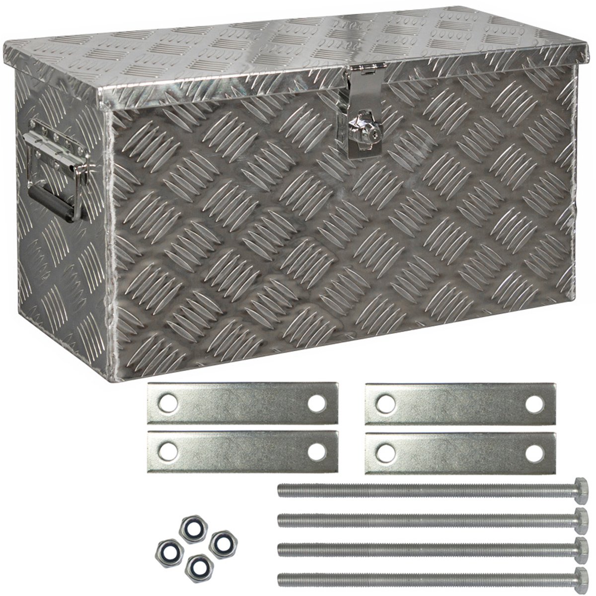 trucky Aluminium gereedschapskist voor vrachtwagens, model D040, 59 x 25 x 31 cm, afsluitbaar, robuust traanplaatmateriaal, inclusief montageset, voor werkplaats