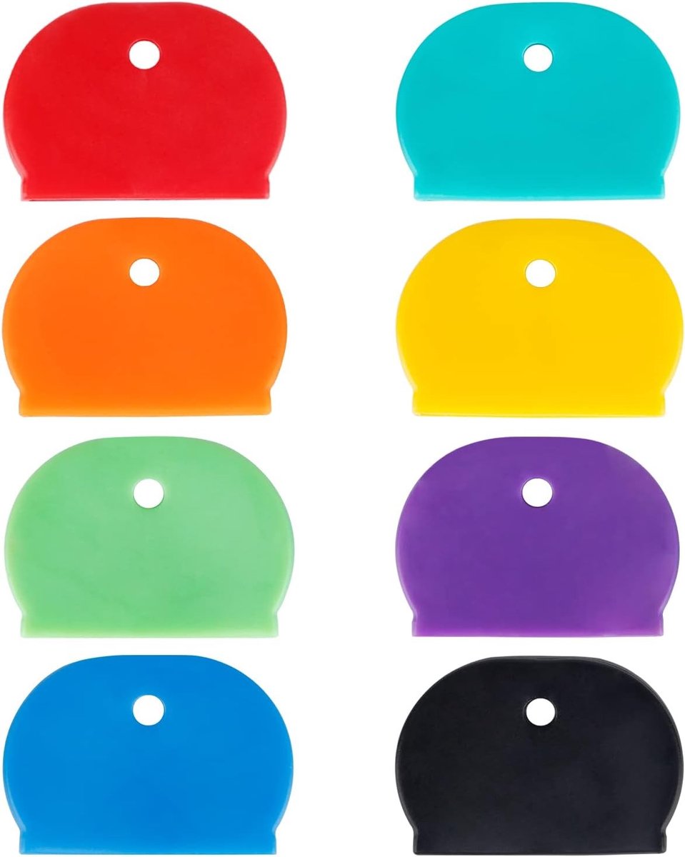 Set van 8 Sleutelhuls Labels in Diverse Kleuren, Plastic Bescherming voor Standaard Platte Huissleutels