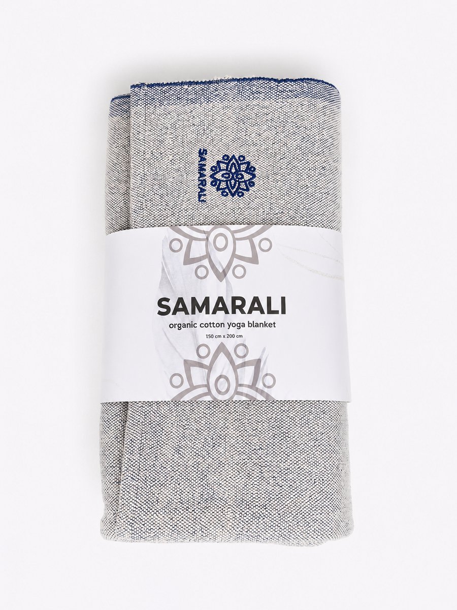 Samarali Yoga Deken Chambray Marineblauw - 100% Biologisch katoen - 200x150 cm - Handgemaakte meditatiedeken - Comfort en veelzijdigheid