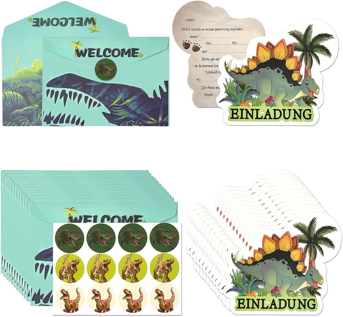Verjaardagsuitnodigingen met Dino-thema voor Kinderen - Perfect voor Jongens en Meisjes