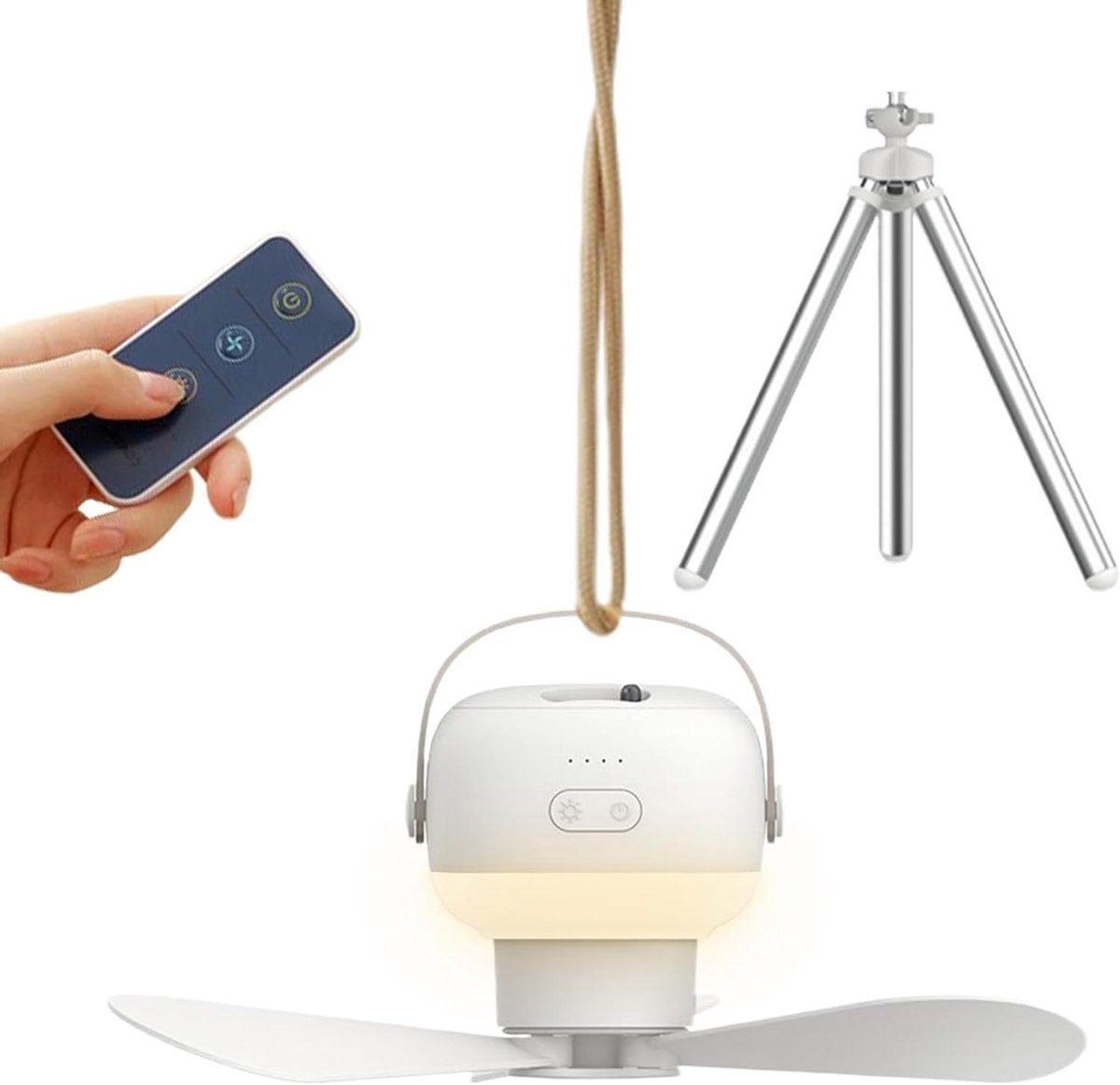 Plafondventilator Tent - Ventilator Lamp - Kamperen Buiten - Oplaadbare Batterij - 7200 mAh - Wit
