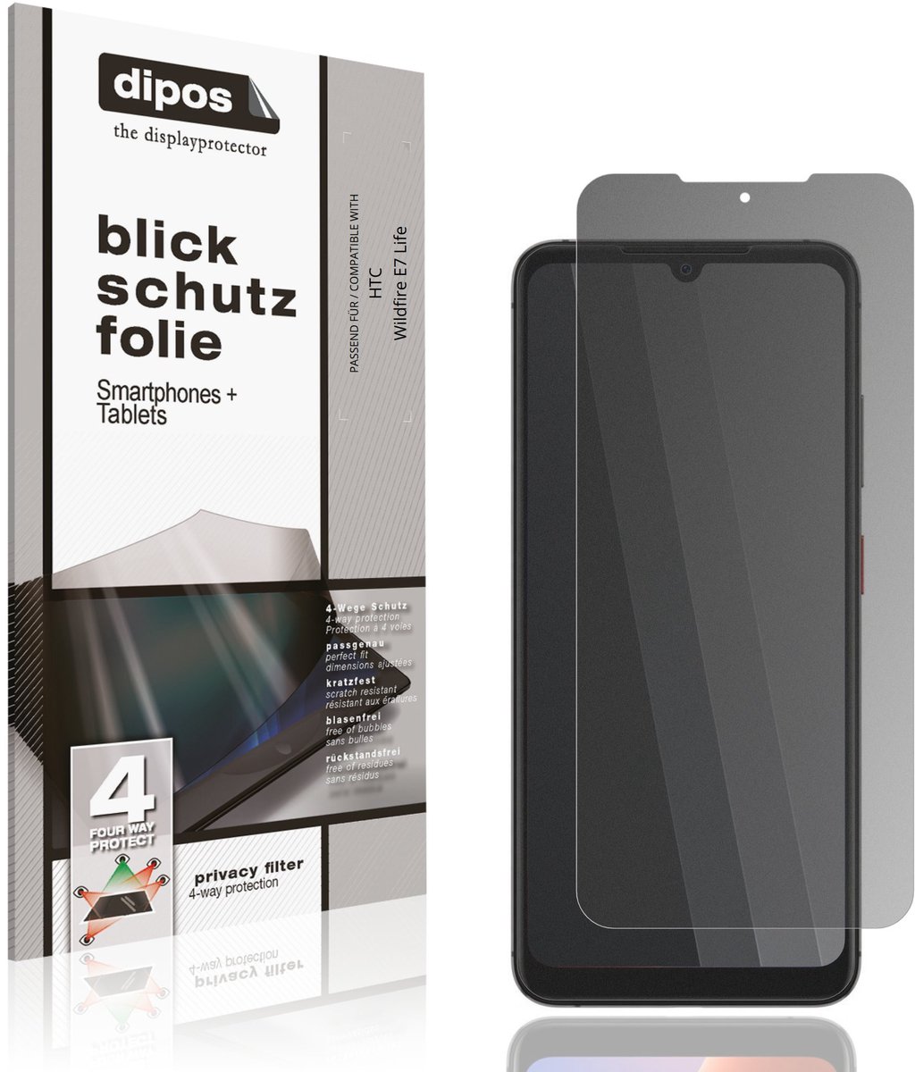 dipos – Matte Privacy Screenprotector geschikt voor HTC Wildfire E7 Life | Anti-Spy Beschermfolie