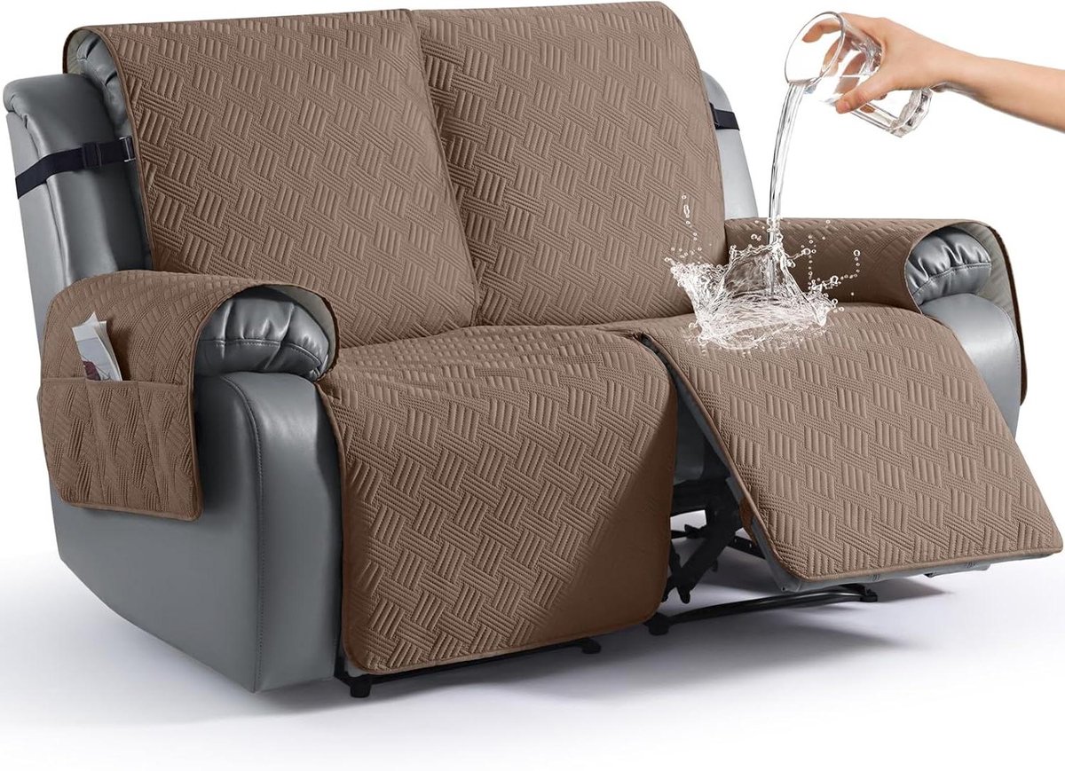 Fauteuilhoes Waterdicht - Bankhoes Beschermhoes - Meubels Beschermen - Met Zijvakken - 2-zits - Bruin