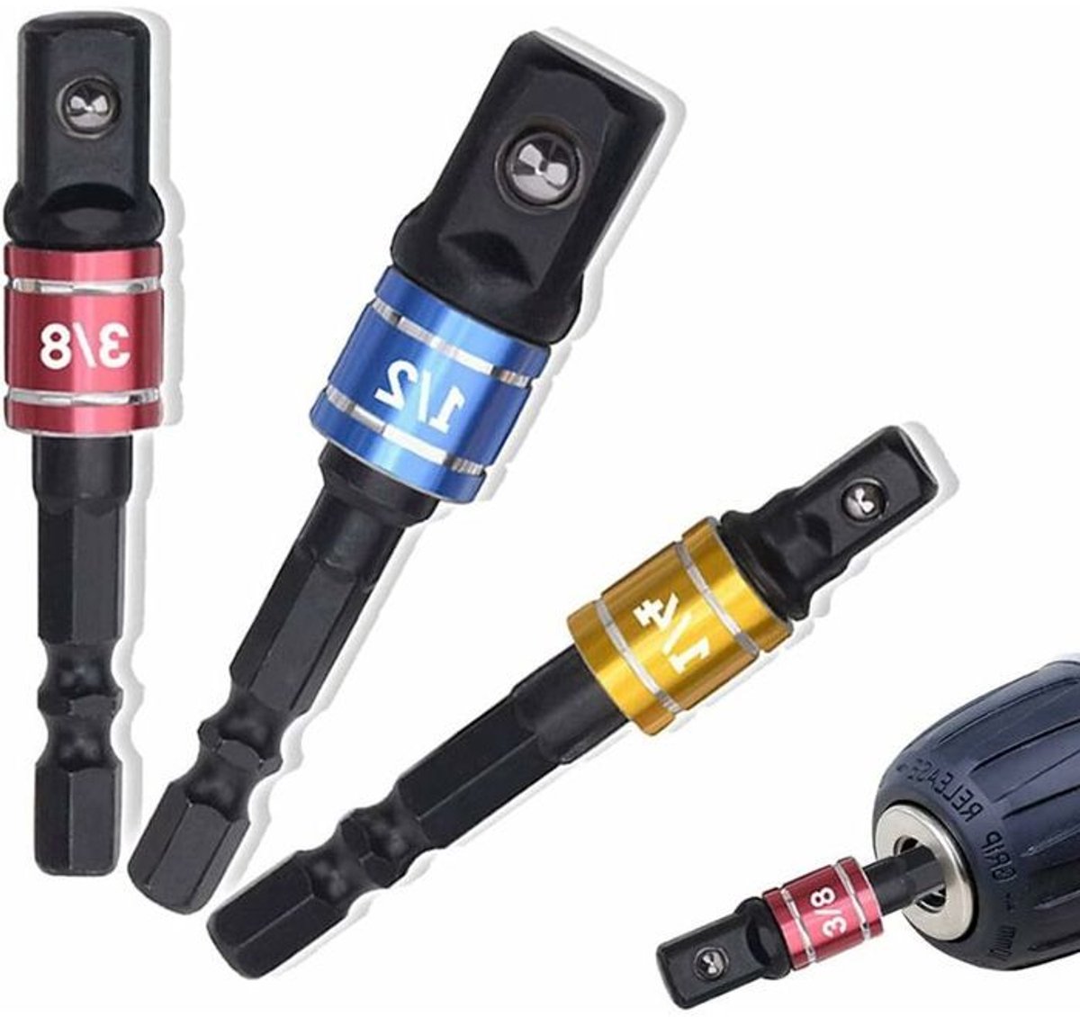 Dopadapter 1/4" 3/8" 1/2" – Handvatten van vanadiumstaal – Geschikt voor boorbits en ratelsleutels – Bestand tegen slijtage