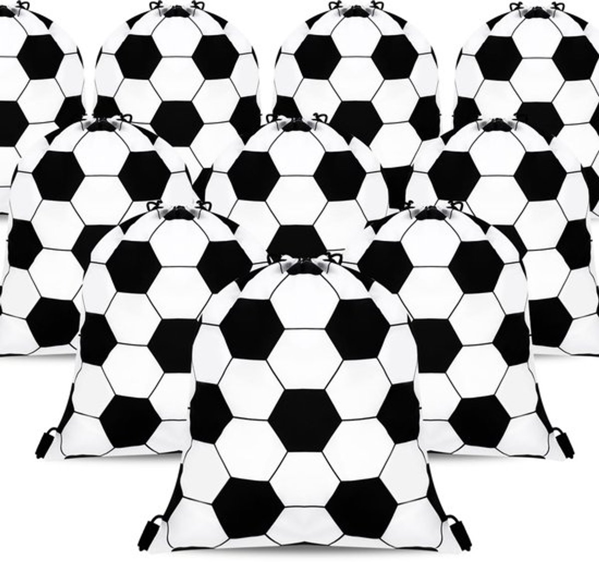 24 Stuks Voetbal Feesttassen, 34 x 27 cm Voetbal Rugzak met Trekkoord Feestbenodigdheden Voetbal Cadeautassen Snoep Goodie Bag voor Sportthema Verjaardagsfeest Decoratie Benodigdheden