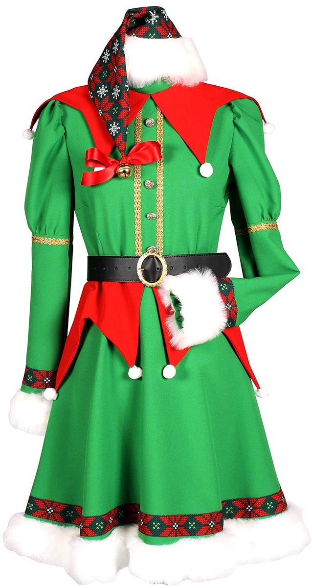 Feestelijk kerstelfen kostuum