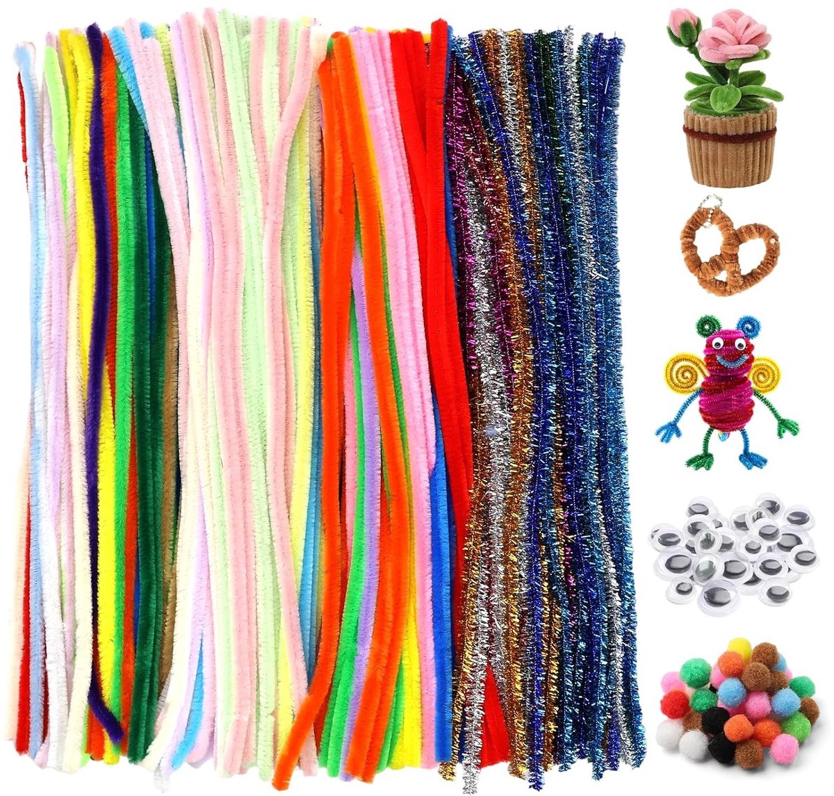 400 Stuks Chenille Pijpenragers in 47 Kleuren voor Creatieve DIY Projecten en Decoraties