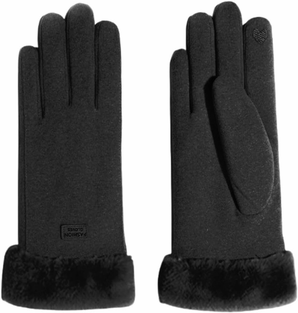 Winterhandschoenen voor Dames - Zwarte Fluwelen Touchscreen Handschoenen met Neppelzijden, 23 cm Thermisch voor Smartphone Gebruik