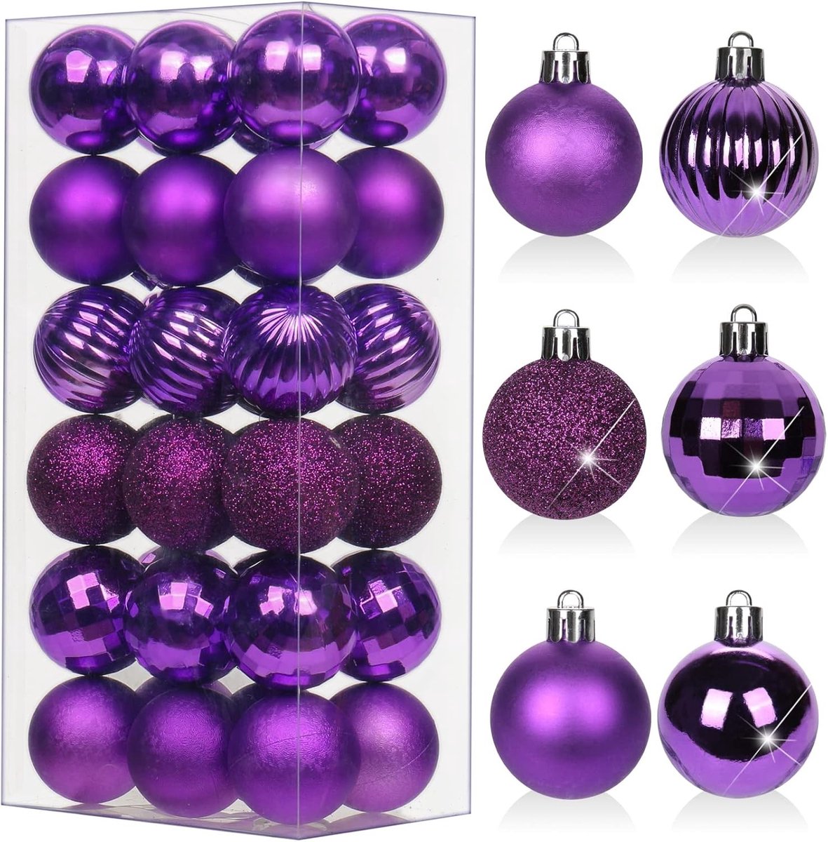 Set van 36 kerstballen 4 cm - Plastic kerstboomdecoraties met ophangoog voor feestdagen, bruiloften en home decoratie