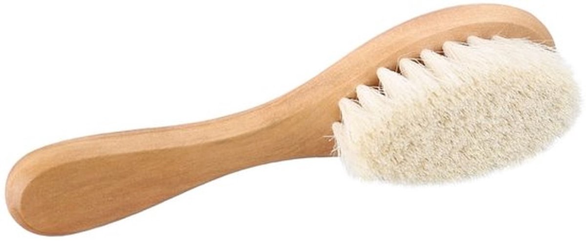 Zachte Babyborstel van Natuurlijk Geitenhaar met Houten Handvat, Verzorgingskam voor Babyhoofdmassage voor Ontwarren, Stimuleren van de Hoofdhuid, Verhogen van de Bloedcirculatie