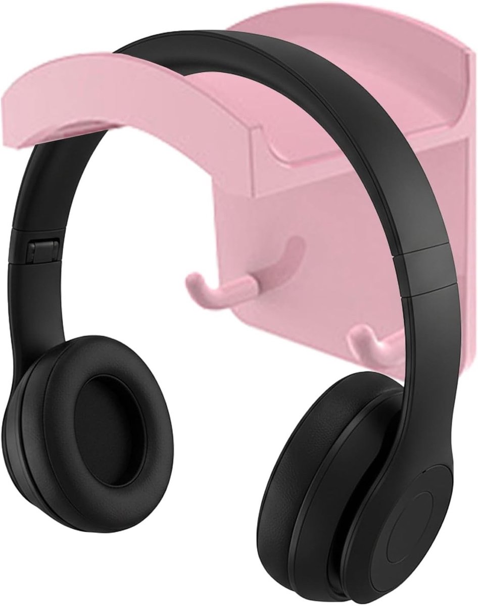 Universele Hoofdtelefoonhouder met Sterke Lijm, Multifunctionele Oortelefoon Hanger voor Gaming Hoofdtelefoons, Desk en Wandmontage, Zwart (Roze)