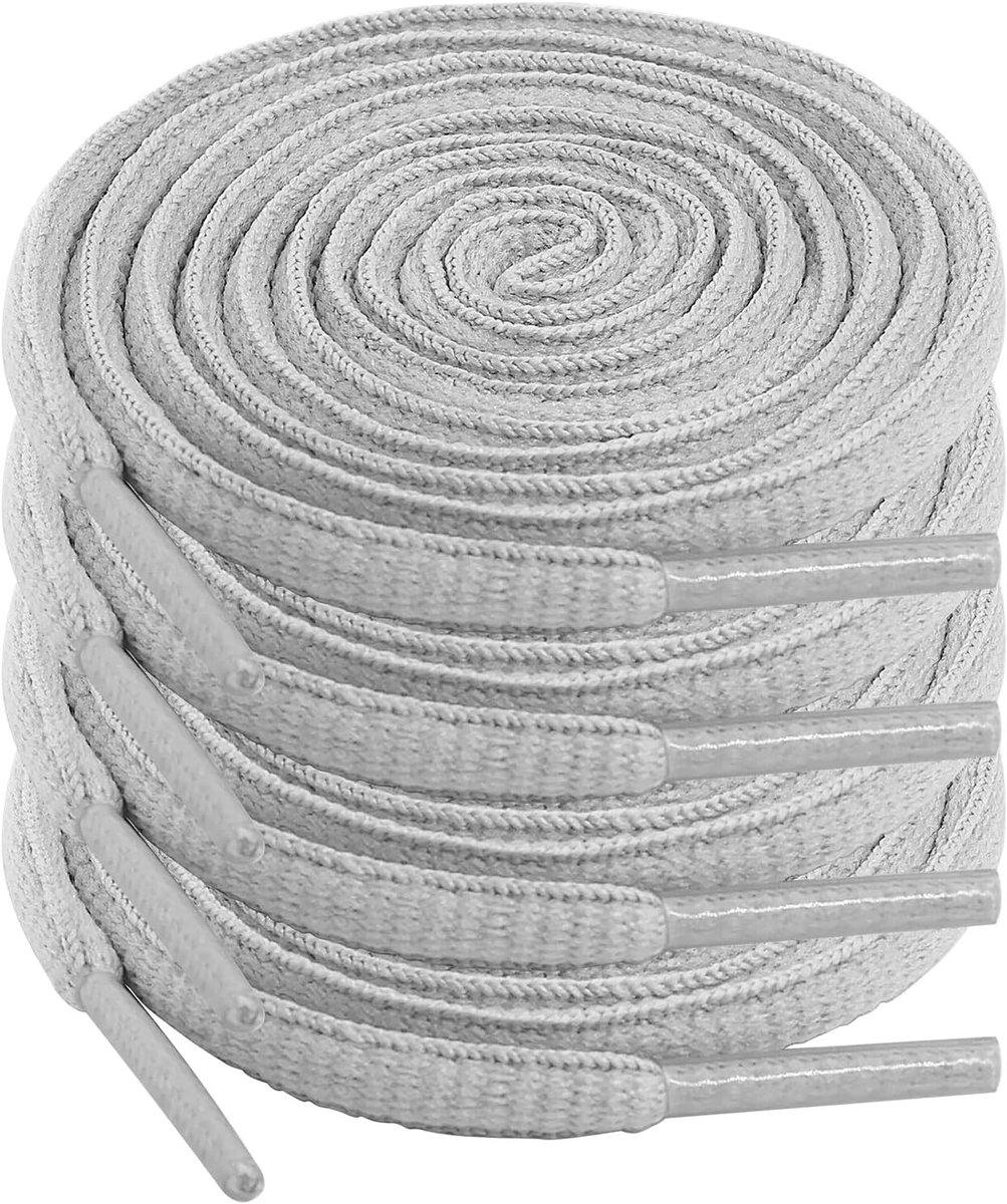 Lichtgrijze Veterset van 2 Paar, Plat, 100 cm, 6 mm Dikte, Duurzaam en Scheurbestendig voor Sneakers en Sportschoenen