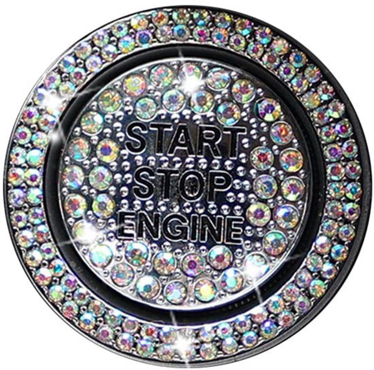 Motor Start/Stop Knop Cover, Crystal Steentjes Drukknop Cover Ring Sticker Auto Start Knop Cover Auto Decoratie Stickers Universele 23/26/28 Mm Met Gat/Geen Gat