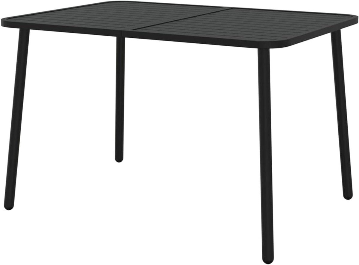Tuintafel - Terrastafel Eettafel - Buiten dineren - Stevig stalen frame - 110 x 80 x 71 cm - Antraciet
