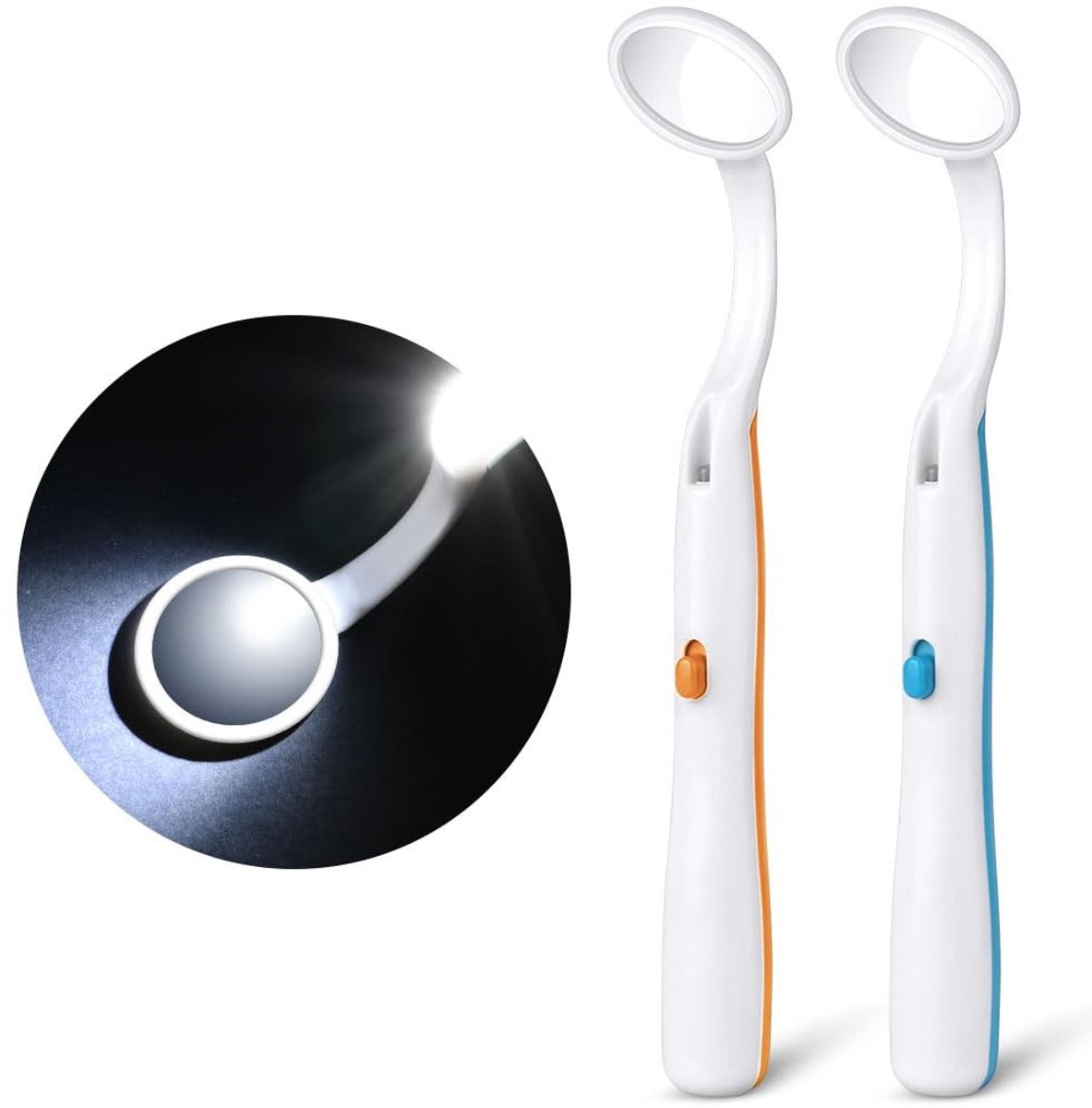 Tooth Mirror met LED Verlichting - 2 Stuks Tandinspectie Spiegel, Antivog Spiegel voor Mondzorg, Professionele Mondspiegel, Tandverzorging en Hygiëne