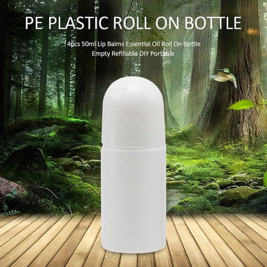 Dailygoods- Roll-on Fles 4 Stuks - 50 ml Navulbare Fles - Lekvrije Plastic Fles - Lichtgewicht en Draagbaar - Voor Geur en Aromatherapie - Roll-on Bottle van Dailygoods — afbeelding 2