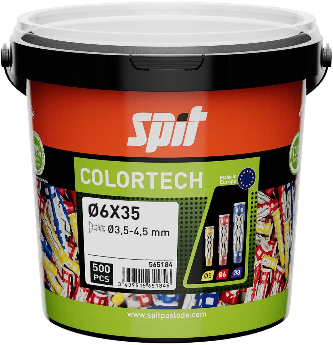 SPIT COLORTECH 6X35 - 500 STUKS IN ECO EMMER