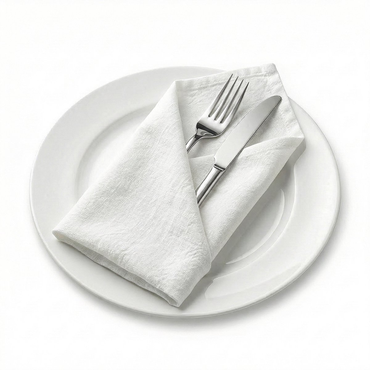 Servetten Katoen/Linnen - Set Van 4 - Wit