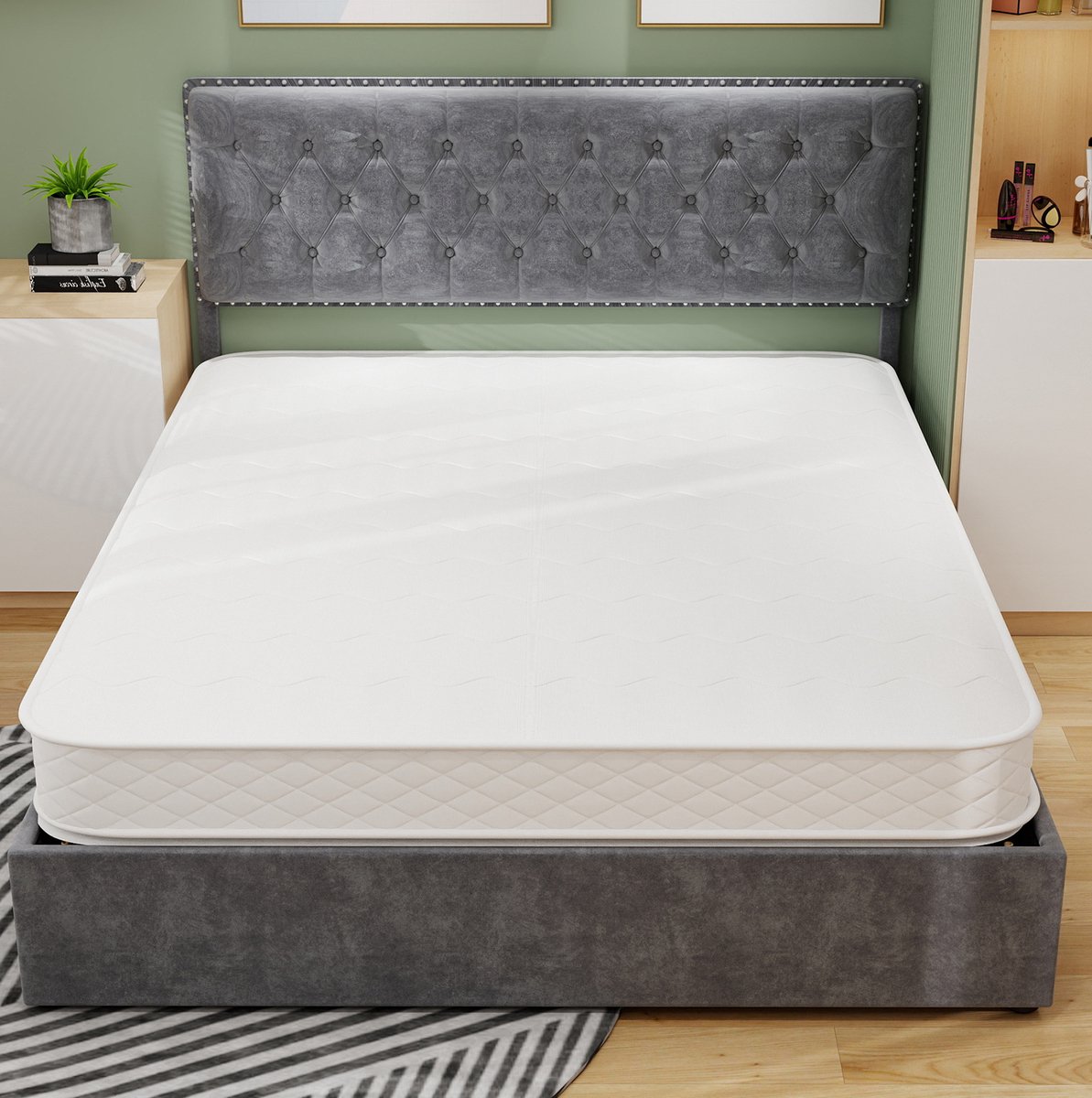 Matras 160x200 cm – Pocketveringkern met Traagschuimlaag – 23 cm Hoog – 3D Ventilerende Tijk – Wit