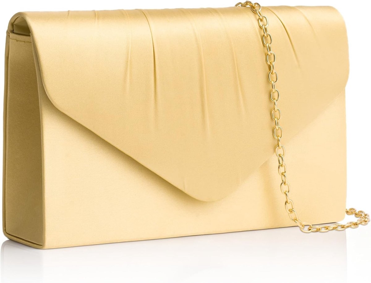 Elegante envelop-handtas voor dames, crossbody schoudertas voor bruiloft, feest en speciale gelegenheden in goudkleurige uitvoering