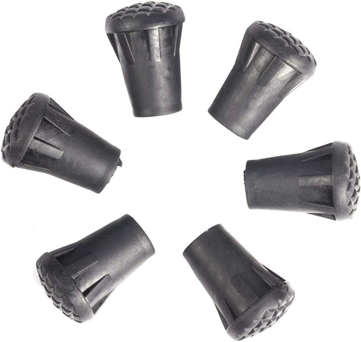 6 Stuks Beschermende Caps voor Wandelstokken en Trekkingstokken - Rubber Pads voor Stokpunten en Grip