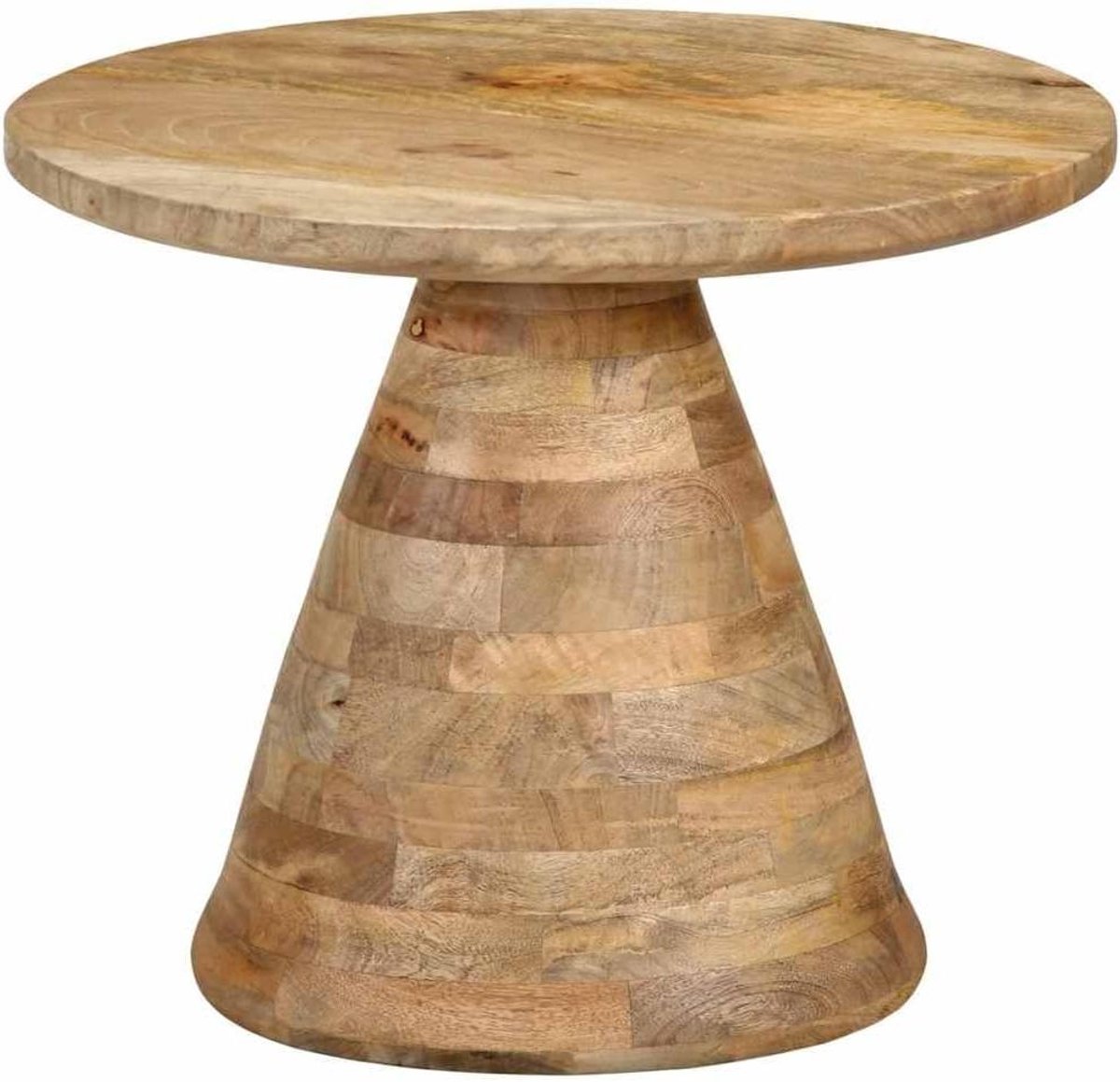 Bijzettafel Hout - Accenttafel Salon - Woonkamer Inrichten - Massief Mangohout - Ø50x40 cm - Natuurlijk