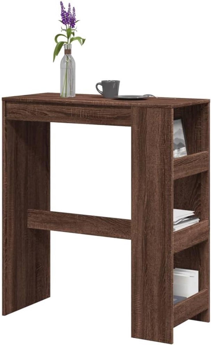Bartafel met Plank - Hoge Tafel Keuken - Wijn Opslag - Drie Opbergplanken - 90 x 40 x 103.5 cm