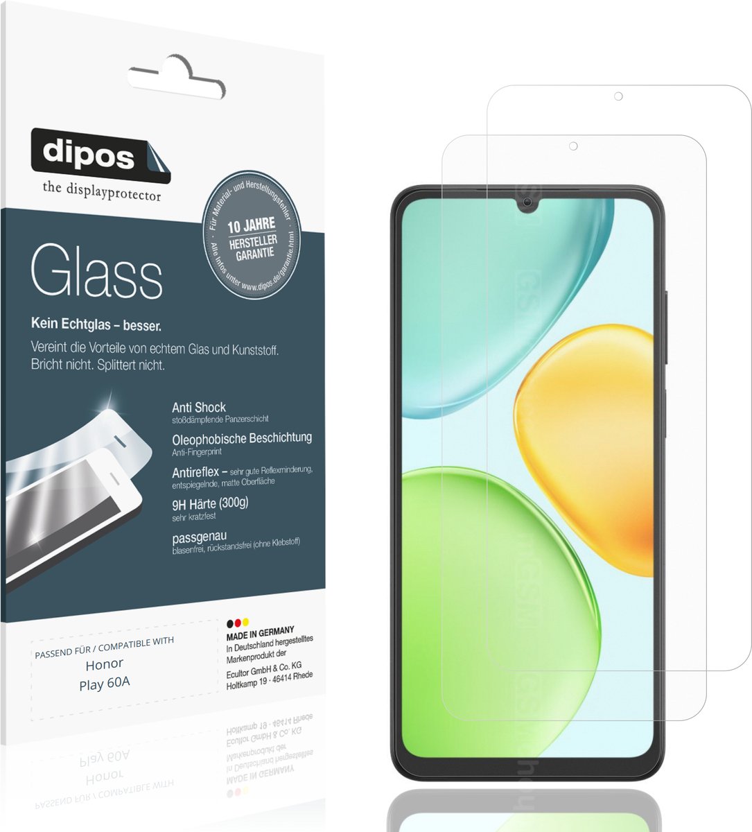 dipos – 2x Matte Pantserfolie geschikt voor Honor Play 60A | 9H Screenprotector