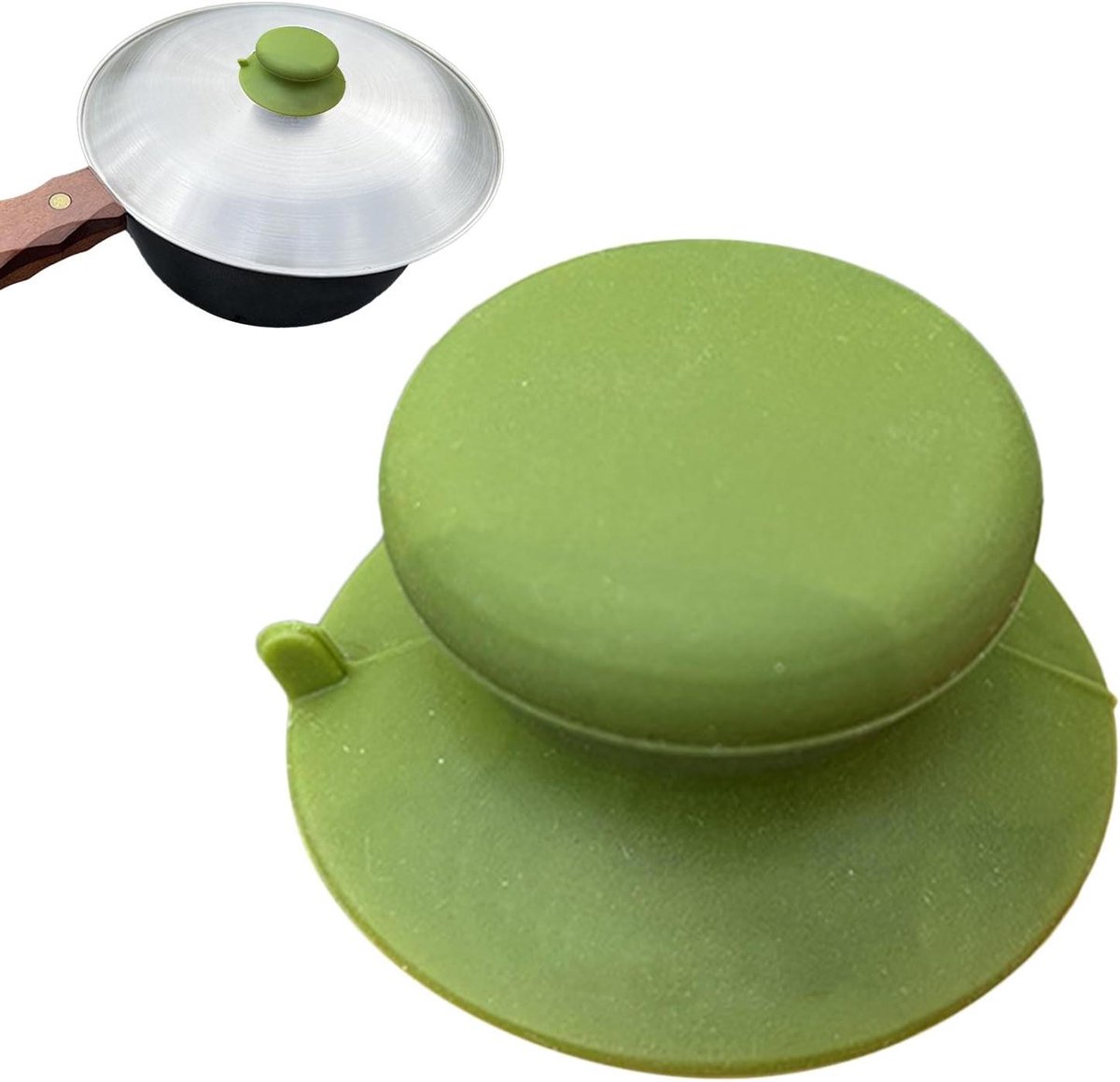 Reserve Dekselgreep - Vacuüm Handvat - Keuken Hulp - Veilige Zuignap - 10 x 10 cm - Legergroen
