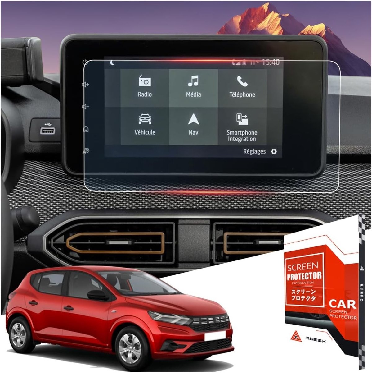 Screen Protector Accessoires voor Dacia Sandero 2024-2025, 9H Gehard Glas, Navigatie Beschermfolie en Aanraakscherm Bescherming