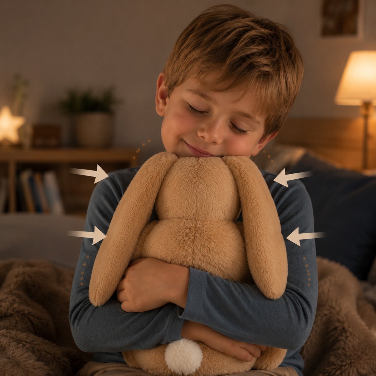Verzwaringsknuffel 2Kg - Verzwaarde Knuffel - Coco Konijn - Weighted Stuffed Animal - Sensorisch Speelgoed - Voor Kinderen En Volwassenen - Bruin - Met Canvas Opbergtas — afbeelding 2