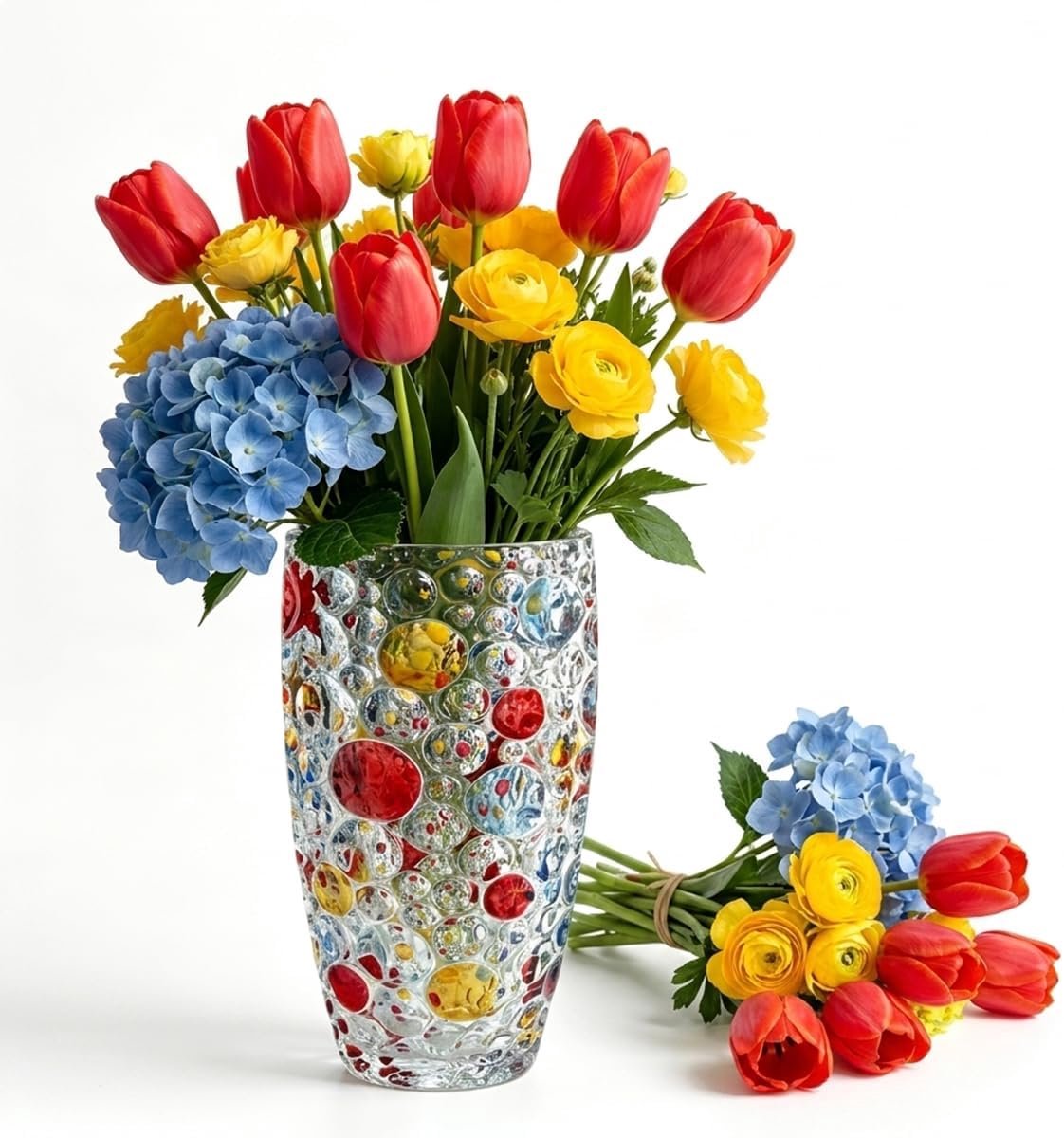 SnelShoppen - Glas Bloemvaas 25x12cm Kristallen Vaas Goudkleurige Ambere Bloemvaas Modern Glas voor Woonkamer, Badkamer, Eettafel, Kantoor, Bruiloft
